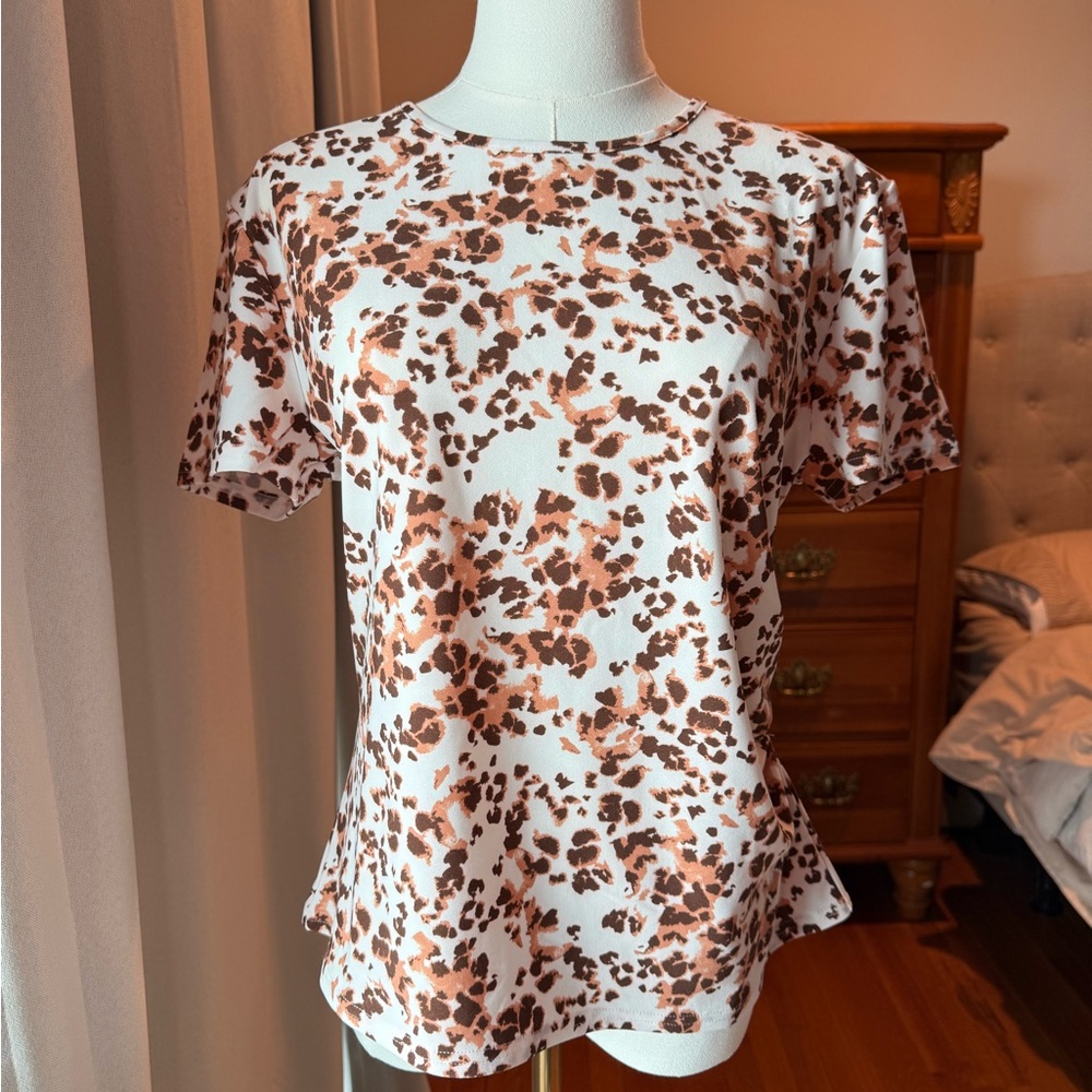 Calvin Klein Leopard Print Short Sleeve Top